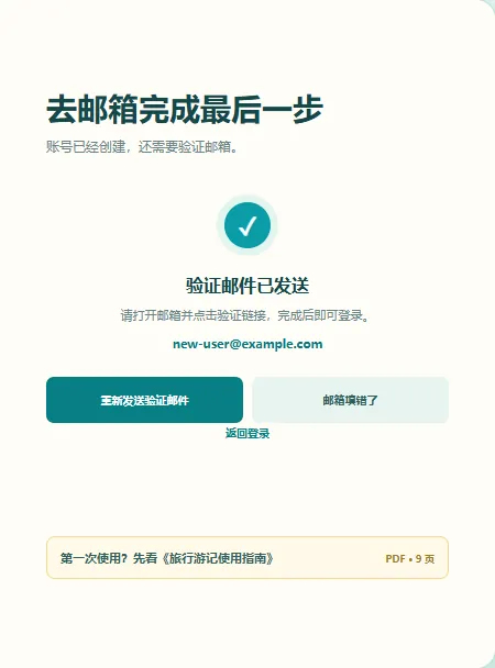 邮箱验证提示界面